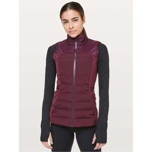 Lululemon Down for it All Vest Size 10 Full Zip Goose Down Maroon